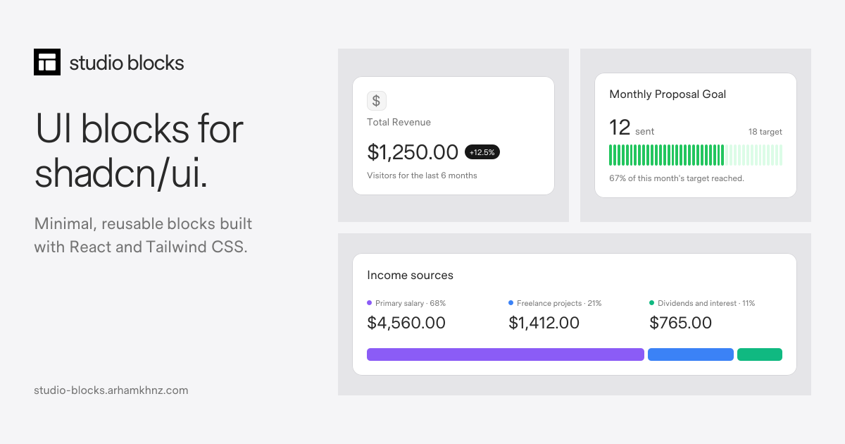 Studio Blocks - UI blocks for shadcn/ui